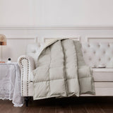 Down Throw - Bone-Taupe Color-Drawn over couch